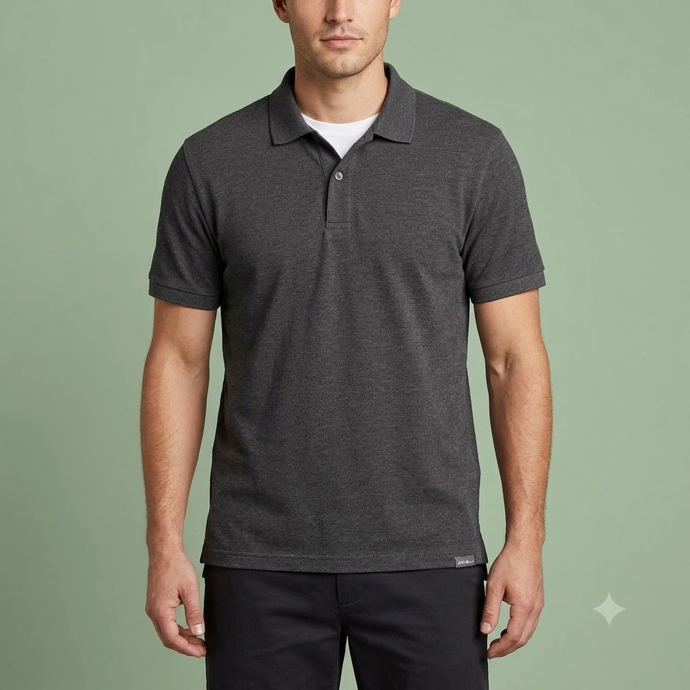 Eddie Bauer Polo Shirt‎ Mens XL Gray Short Sleeve Cotton Pique Casual Classic